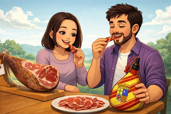 José et Iuli dégustent du jambon